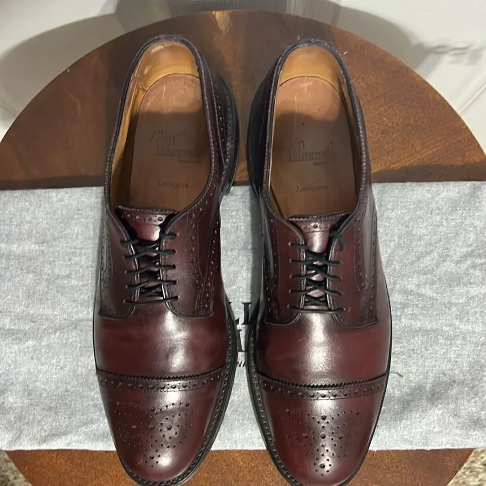 🔥🔥 ALLEN EDMONDS Lexington Burgundy Ox Blood Cap-Toe Oxford Shoes Sz 9.5C -EUC